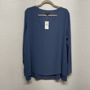 NWT J. Jill Wearever Collection Layered Relaxed V-Neck Blouse Women XL Philippin